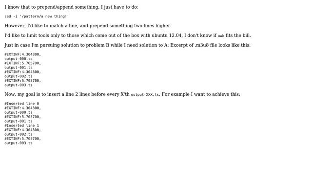 Unix & Linux: Using sed, add line X lines above match (2 Solutions!!) смотреть онлайн