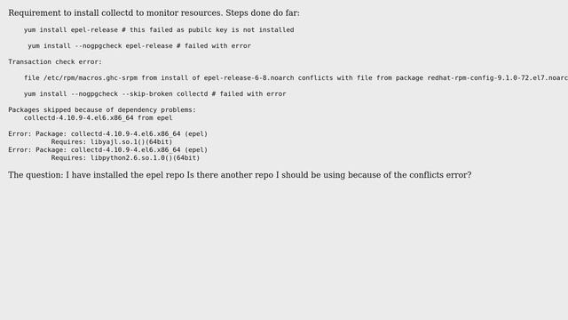 Unix & Linux: Unable to install collectd on Rhel 7 смотреть онлайн