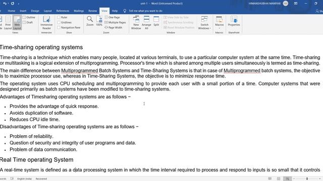 BCA SEM-4 UNIX AND OS BY PROF HIMANSHU MANIYAR смотреть онлайн