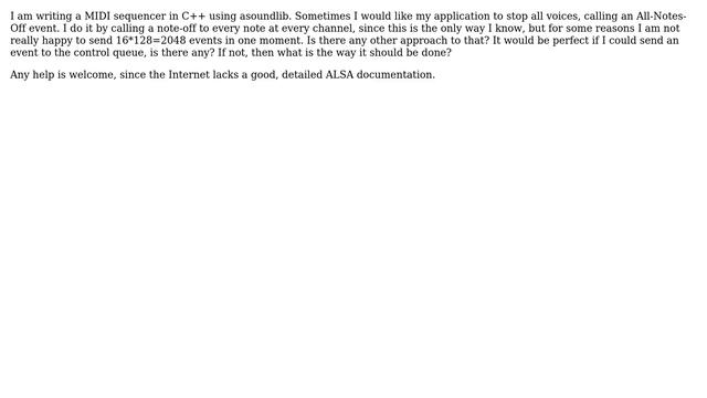 Ubuntu: How to send All-Notes-Off ALSA MIDI Event? смотреть онлайн