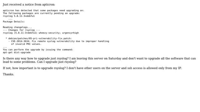 DevOps & SysAdmins: Need to upgrade only rsyslog on Debian system смотреть онлайн