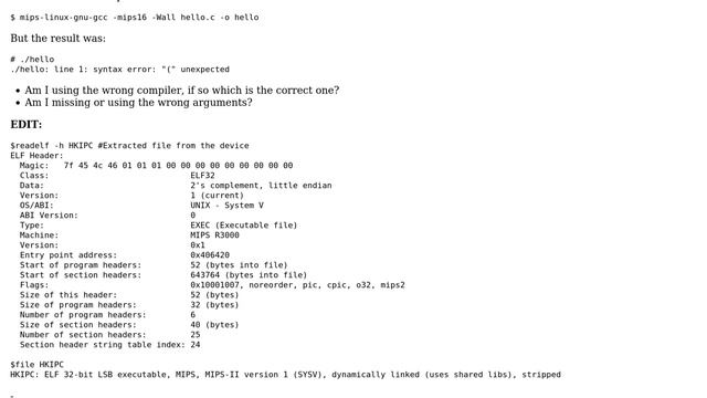 Unix & Linux: GCC (toolchain) for Ralink SoC - ELF not found and syntax error смотреть онлайн
