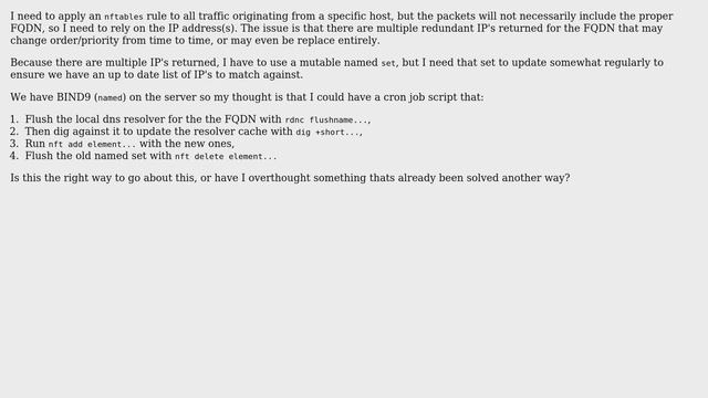 Unix & Linux: Updating a mutable named set in nftables with responses from bind смотреть онлайн