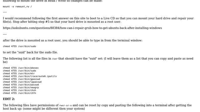 Accidental changing of permissions to run sudo, leading to its inability to function смотреть онлайн