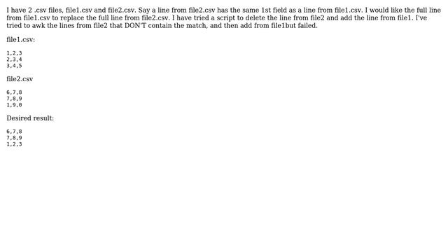 Unix & Linux: Append lines from csv file to another based on column 1 matches смотреть онлайн