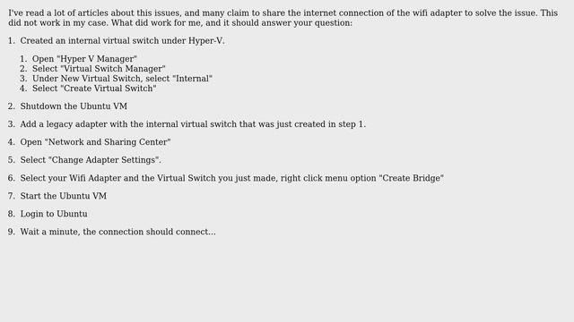 Ubuntu: Unable to connect to internet on hyper v Ubuntu 14.04 (2 Solutions!!) смотреть онлайн