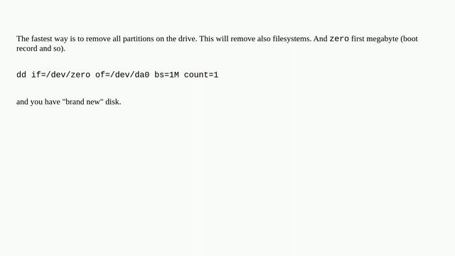 Linux / BSD "quickly" wipe a drive? смотреть онлайн
