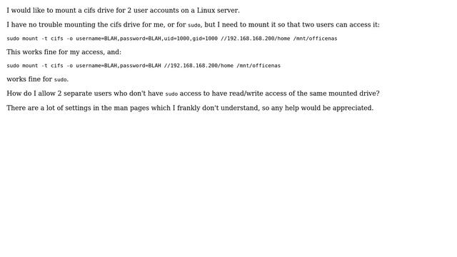 Mount cifs for 2 users смотреть онлайн
