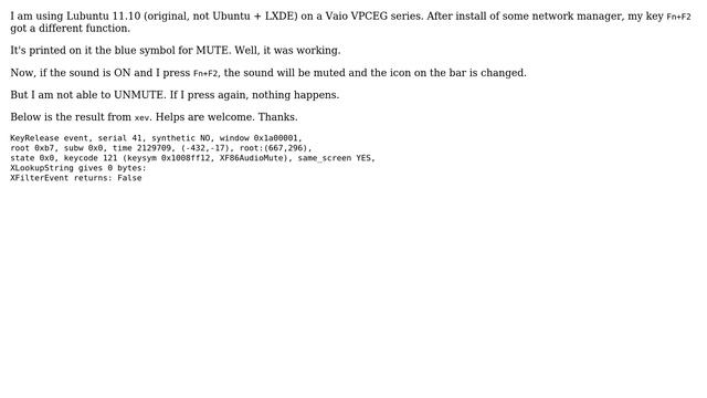 Unix & Linux: Fn+F2 does not UNMUTE смотреть онлайн