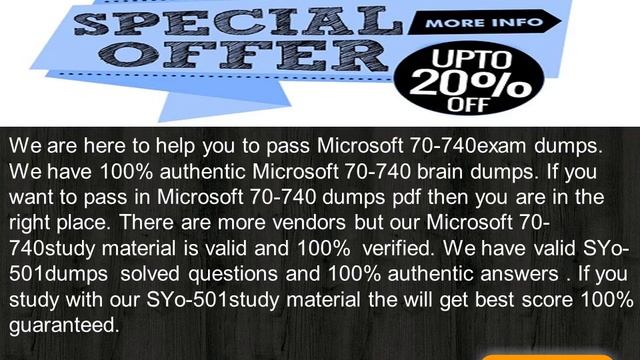 Quick Study For Microsoft 70-740 Dumps Pdf | With 70-740 Practice Questions смотреть онлайн