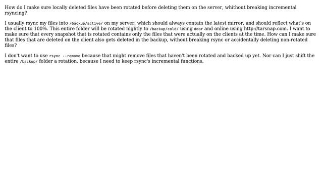 Automatically purge rotated backup without breaking rsync смотреть онлайн