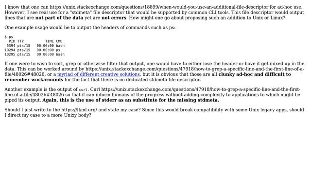 Unix & Linux: Propose additional file descriptor "stdmeta" смотреть онлайн