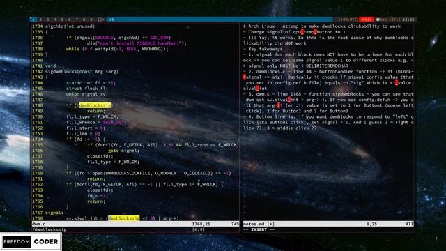 #BabyStep 18 part 1 - Arch Linux config - dwmblocks clickability - audio setup - 2022/12/11 смотреть онлайн