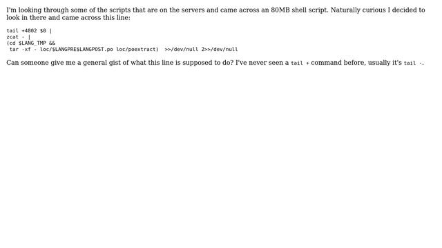 Unix & Linux: Can someone explain this tail + line to me? смотреть онлайн