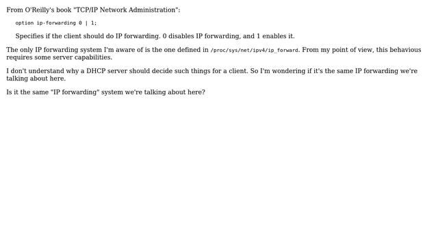 DevOps & SysAdmins: What is the ip-forwarding option in dhcpd.conf? смотреть онлайн