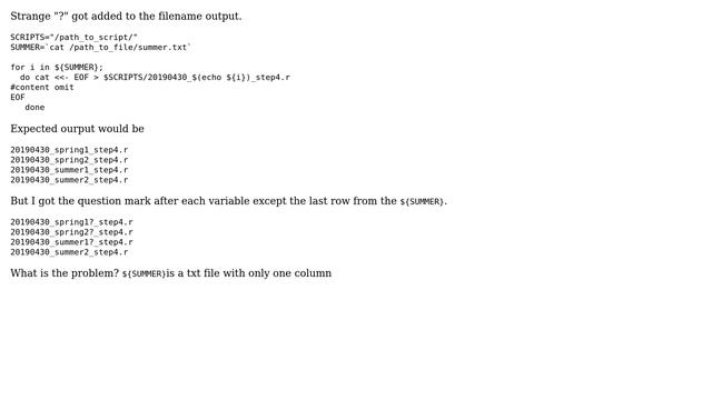 Unix & Linux: echo strings but extra question mark was added to the output смотреть онлайн