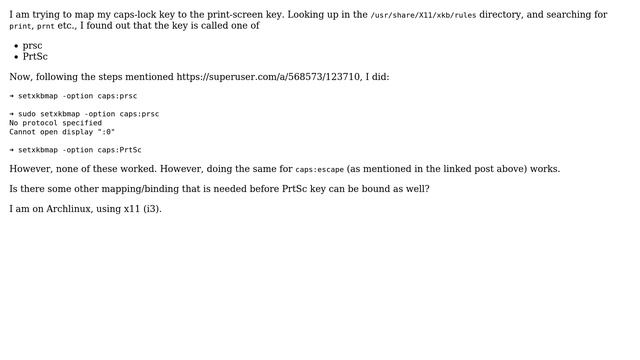 Mapping capslock to printscreen key using setxkbmap смотреть онлайн