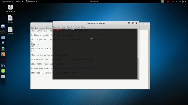Kali Linux 2 0 How To DoS Attack Ettercap смотреть онлайн