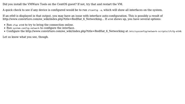 No network connectivity for my CentOS 6 installed in VMWare Fusion in MacOSX Lion смотреть онлайн