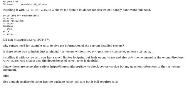 DevOps & SysAdmins: How to install a minimal version of "lsb_release" on CentOS? смотреть онлайн