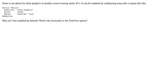 Unix & Linux: What's the downside to "TearFree" with intel graphics? смотреть онлайн