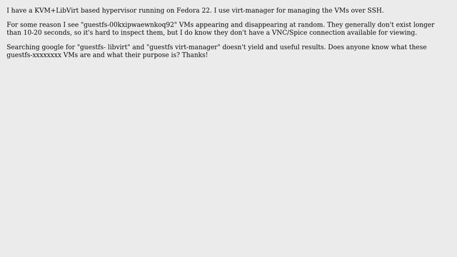 guestfs-xxxxxx VMs appearing in LibVirt (virt-manager) смотреть онлайн