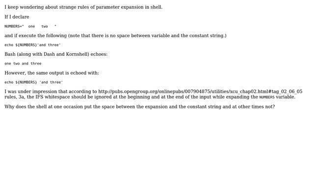 Bash - Parameter expansion for variable with leading white space смотреть онлайн