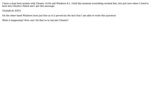 Can't log in Ubuntu in a dual boot system смотреть онлайн