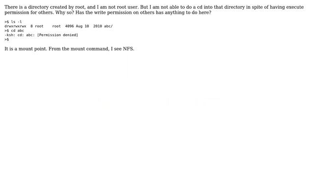 Unix & Linux: Not able to cd into world-readable directory on NFS смотреть онлайн