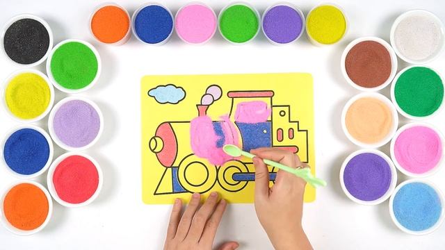 Coloring Sand Picture - Train | 색칠 모래 그림 - 기차 | раскраска песочная картина - поезд смотреть онлайн
