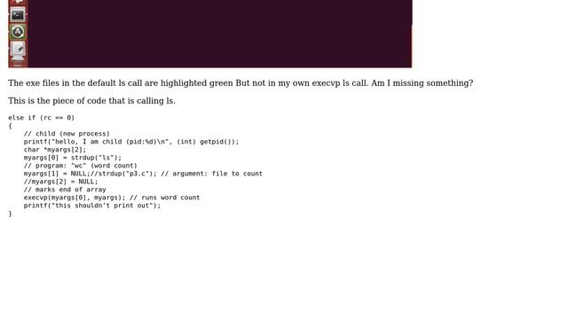 Ubuntu: Difference in default "ls" and execvp "ls" call смотреть онлайн
