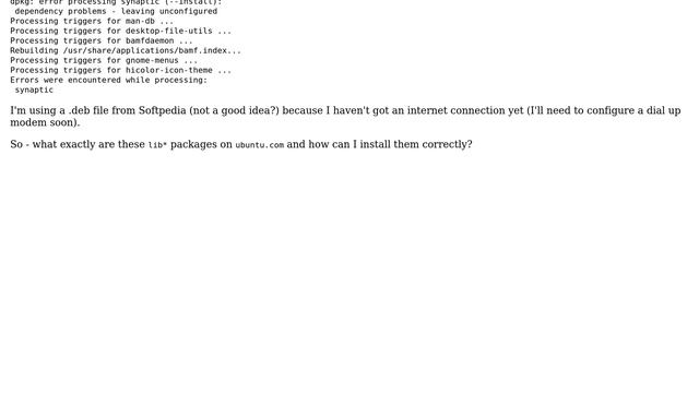 Ubuntu: Ubuntu dependency problems installing Synaptic смотреть онлайн