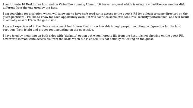 How to get read-write access (safe) to ext4 filesystem used by second OS running from virtualbox? смотреть онлайн