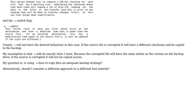 Unix & Linux: rsync backup stragegy how to avoid syncing corrupted files? смотреть онлайн