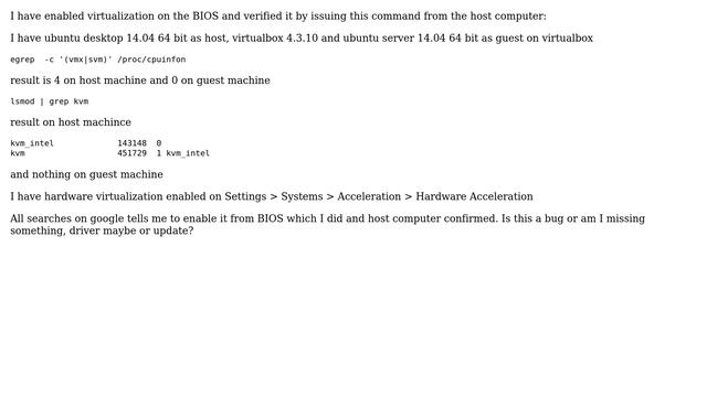 Unix & Linux: Virtualization enabled from host computer but disabled from guest virtualbox? смотреть онлайн