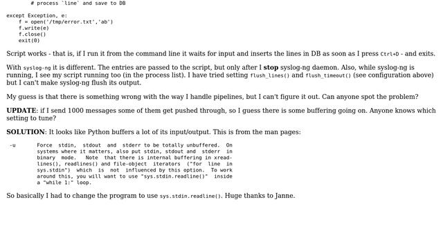 syslog-ng not flushing the pipe to external program смотреть онлайн