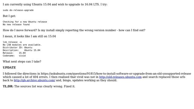 Ubuntu: apt-get claims 16.04 LTS does not exist смотреть онлайн