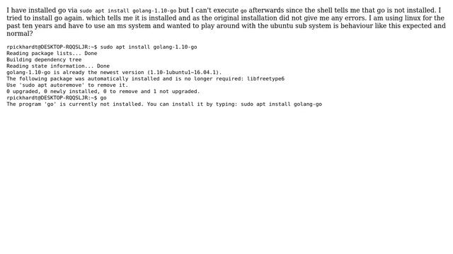 Ubuntu: software not installed after successfull apt-get install in ubuntu subsystem on windows 10 смотреть онлайн