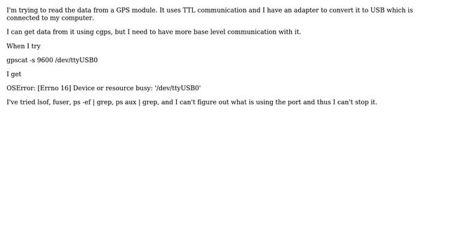 Trying to read a serial port, device or resource busy смотреть онлайн