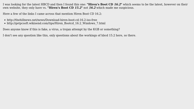 Unix & Linux: "Hiren's Boot CD 16.2" vs. "Hiren's Boot CD 15.2" смотреть онлайн