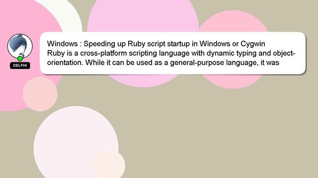 Windows : Speeding up Ruby script startup in Windows or Cygwin смотреть онлайн