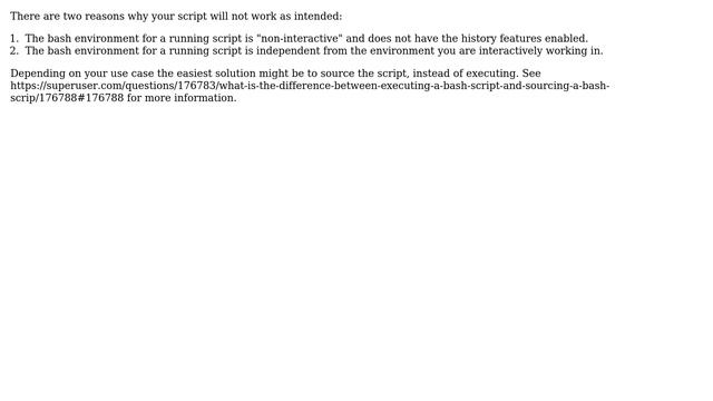 "history position out of range" when calling history from bash script (2 Solutions!!) смотреть онлайн