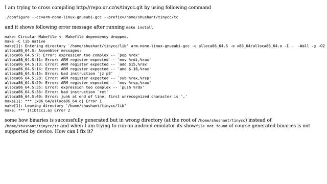 Problem in Cross compiling TinyCC with CodeSourcery смотреть онлайн