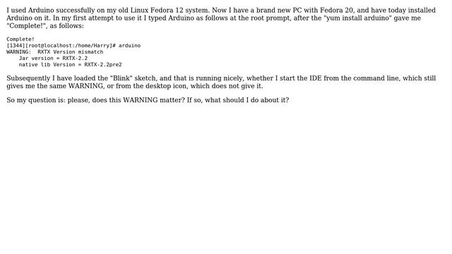 Arduino: How do I avoid this error trying to connect arduino to pc with linux fedora 20? смотреть онлайн