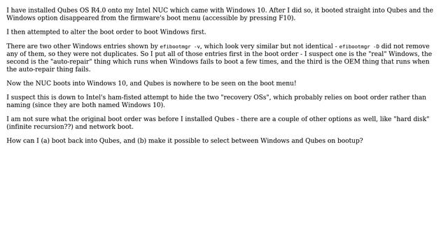 Unix & Linux: Intel UEFI firmware hiding operating systems depending on boot order смотреть онлайн