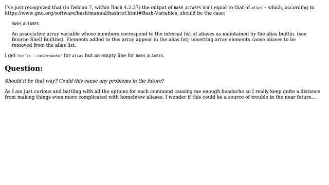 Unix & Linux: BASH_ALIASES not equal to alias смотреть онлайн