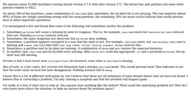 DevOps & SysAdmins: /dev/sdaX and /dev/disk/by-label/FOO are disappearing смотреть онлайн