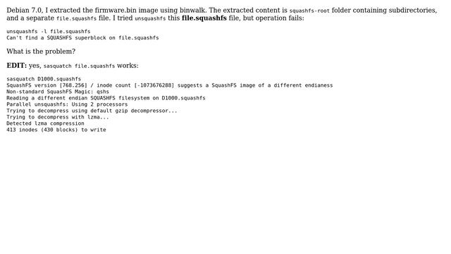 Unix & Linux: unsquashfs fails смотреть онлайн