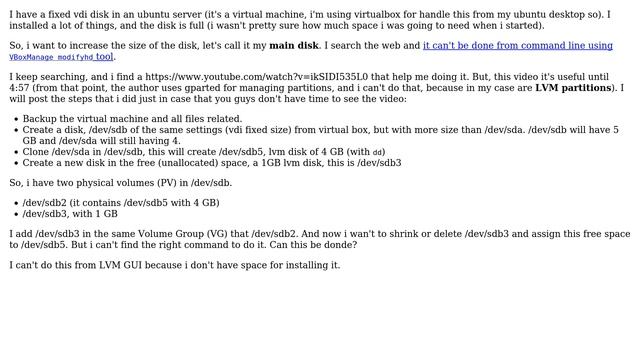 Increase size of a vdi fixed disk, used for a virtualized ubuntu server смотреть онлайн