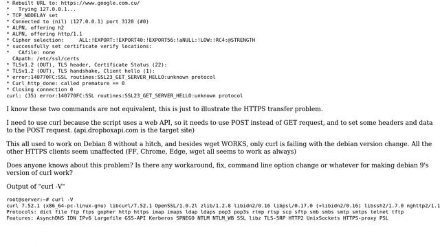 DevOps & SysAdmins: Debian version change affecting scripts using curl and HTTPS смотреть онлайн